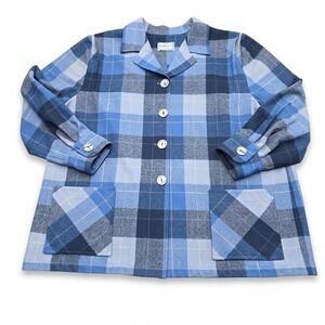 Vintage Pendleton 49er Jacket Women Limited Edition Blue Plaid Wool Shirt Jacket